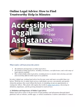 Online Legal Advice - How to Find Trustworthy Help in Minutes