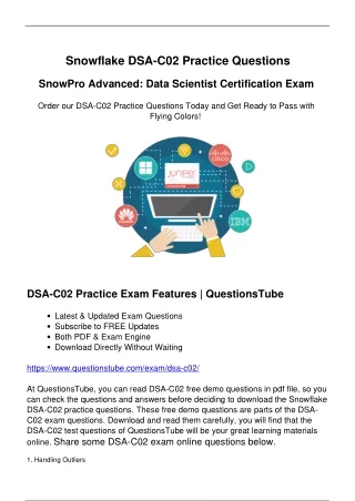 Use QuestionsTube's DSA-C02 Practice Exam with Actual Questions and Answers