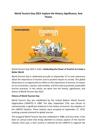 World Tourism Day 2023 Explore the History, Significance, And Theme