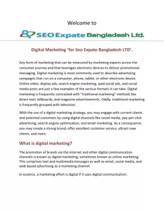 Digital Marketing ‘for Seo Expate Bangladesh LTD’.