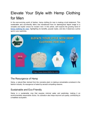 Elevate Your Style with Hemp Clothing for Men