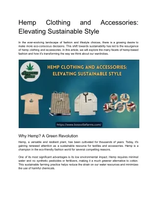 Hemp Clothing and Accessories_ Elevating Sustainable Style