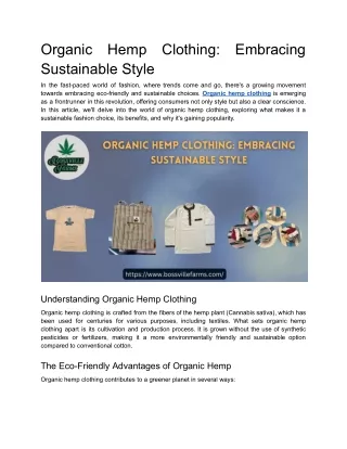 Organic Hemp Clothing_ Embracing Sustainable Style