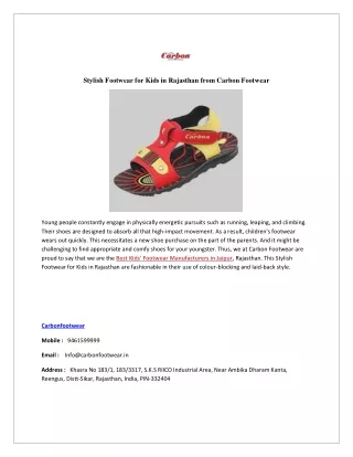 Stylish Footwear for Kids in Rajasthan from Carbon Footwear