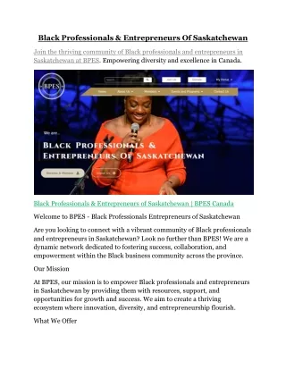 Black Professionals Entrepreneurs of Saskatchewan