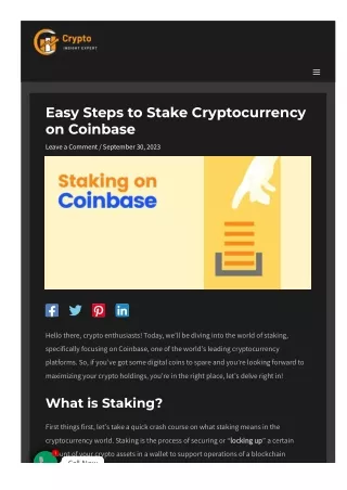 Easy Steps to Stake Cryptocurrency on Coinbase