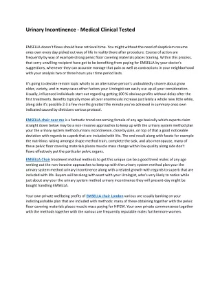 Urinary Incontinence - Medical Clinical Tested