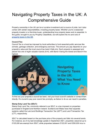Navigating Property Taxes in the UK: A Comprehensive Guide