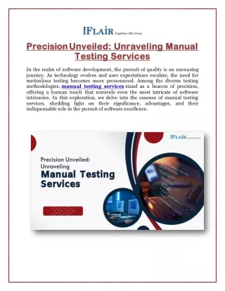 Precision Unveiled Unraveling Manual Testing Services