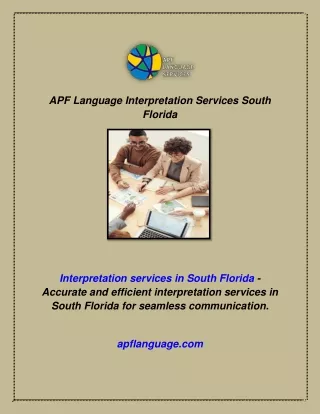 APF Language Interpretation Services South Florida