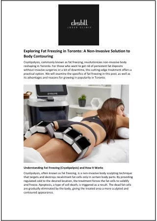Exploring Fat Freezing in Toronto: A Non-Invasive Solution to Body Contouring