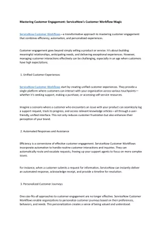 Mastering Customer Engagement: ServiceNow's Customer Workflow Magic