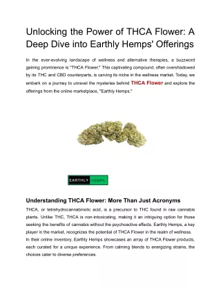 Unlocking the Power of THCA Flower_ A Deep Dive into Earthly Hemps' Offerings