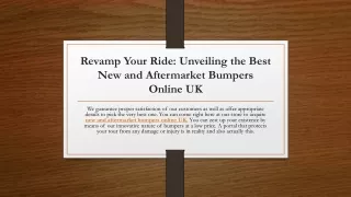 Revamp Your Ride Unveiling the Best New and Aftermarket Bumpers Online UK