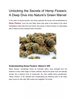 Unlocking the Secrets of Hemp Flowers_ A Deep Dive into Nature's Green Marvel