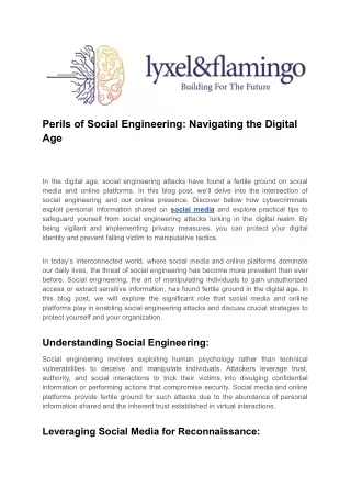 Perils of Social Engineering Navigating the Digital Age By Lyxel&Flamingo