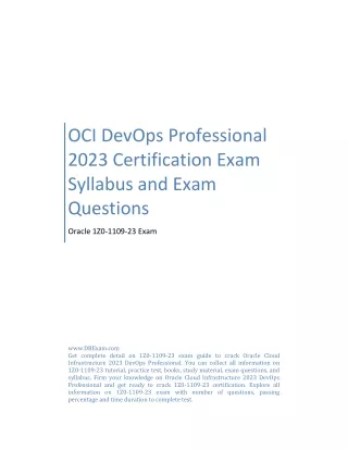 OCI DevOps Professional 2023 Certification Exam Syllabus and Exam Questions