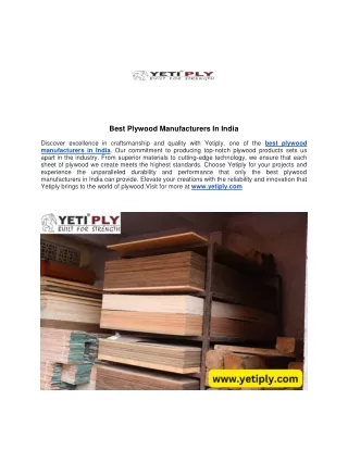 Best Plywood Manufacturers In India