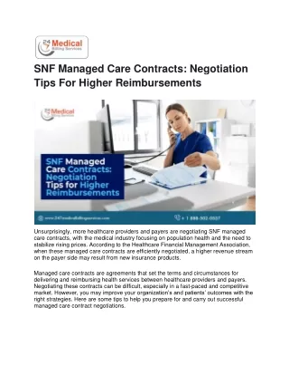 SNF Managed Care Contracts Negotiation Tips For Higher Reimbursements