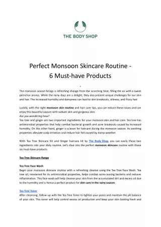 Perfect Monsoon Skincare Routine - 6 Must have Products