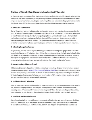 The Role of Atom DC Fast Chargers in Accelerating EV Adoption