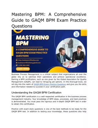 Mastering BPM_ A Comprehensive Guide to GAQM BPM Exam Practice Questions