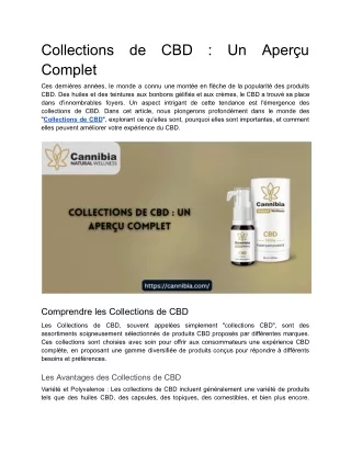 Collections de CBD _ Un Aperçu Complet