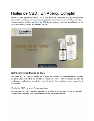 Huiles de CBD _ Un Aperçu Complet