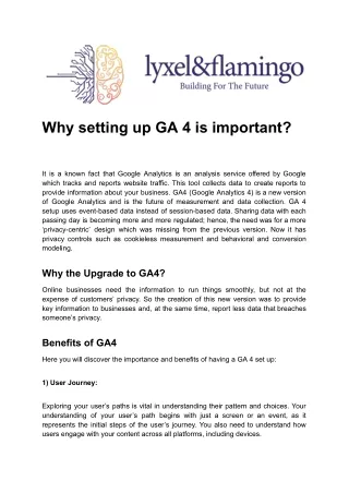 Why setting up GA 4 is important By Lyxel&Flamingo