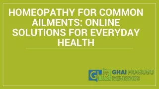 Homeopathy for Common Ailments Online Solutions for Everyday Health