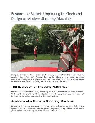 Beyond the Basket: Unpacking the Tech and Design of Modern Shooting Machines