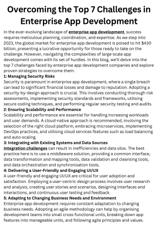 Overcoming the Top 7 Challenges in Enterprise App Development