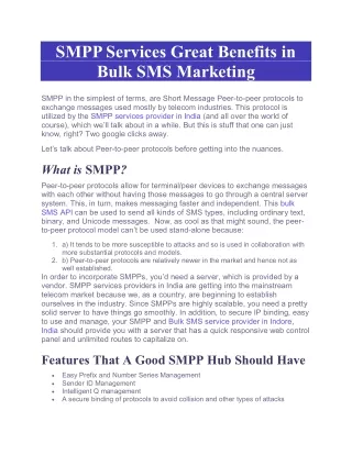 SMPP Services Great Benefits in Bulk SMS Marketing