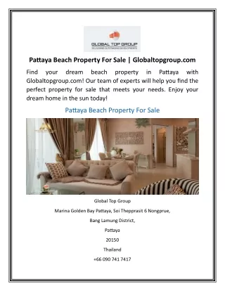 Pattaya Beach Property For Sale Globaltopgroup.com