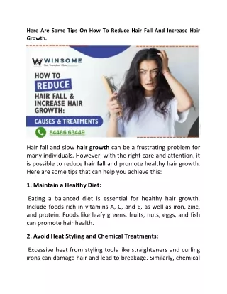 Here Are Some Tips On How To Reduce Hair Fall And Increase Hair Growth