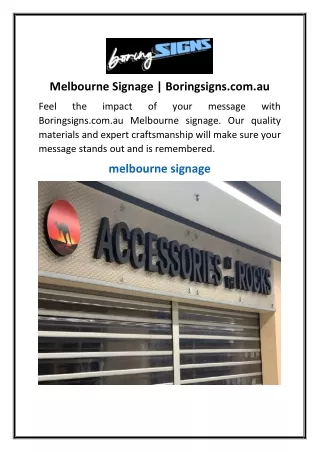 Melbourne Signage  Boringsigns.com.au