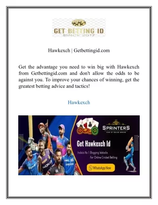 Hawkexch Getbettingid