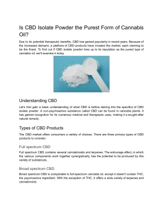 Is CBD Isolate Powder the Purest Form of Cannabis Oil_