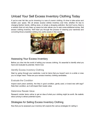 Unload Your Excess Inventory Clothing Today