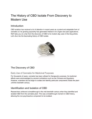 The History of CBD Isolate_ From Discovery to Modern Use