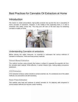 Best Practices for Cannabis Oil Extractors at Home