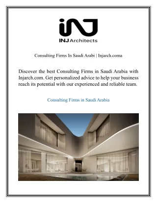 Consulting Firms In Saudi Arabi  Injarch.coma