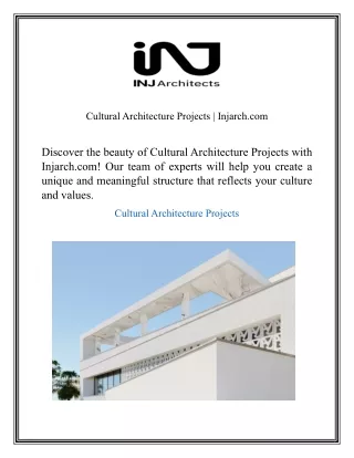 Cultural Architecture Projects Injarch