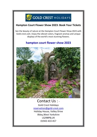 Hampton Court Flower Show 2023 Book Your Tickets