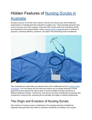 Hidden Features of Nursing Scrubs in Australia