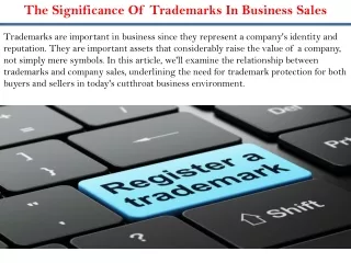 The Significance Of Trademarks In Business Sales