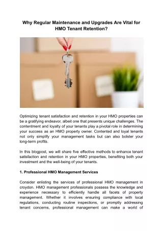 Why Regular Maintenance and Upgrades Are Vital for HMO Tenant Retention