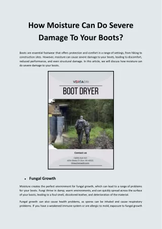 How Moisture Can Do Severe Damage To Your Boots