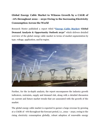 Energy Cable Market