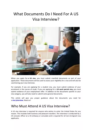 What Documents Do I Need For A US Visa Interview